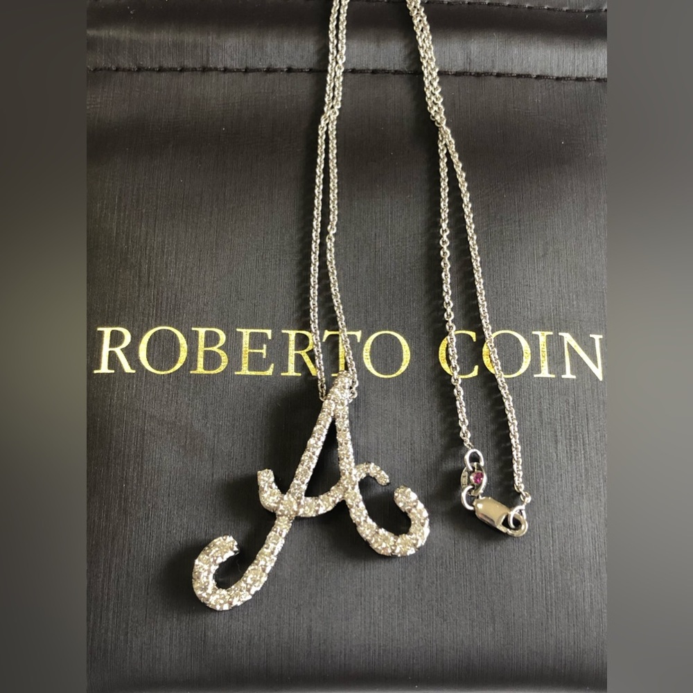 Roberto Coin 18K Gold Initial “A” Large Pendant Necklace